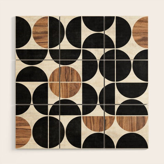 Mid-Century Modern Pattern No.1 - Concrete and Wood Wood Wall Art Gallery Image 2