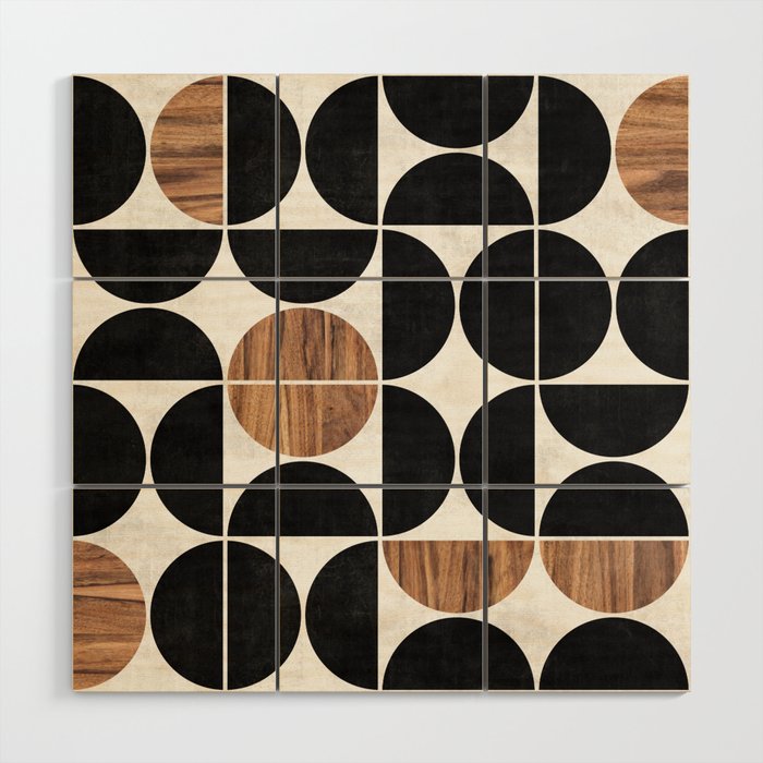 Mid-Century Modern Pattern No.1 - Concrete and Wood Wood Wall Art Gallery Image 3