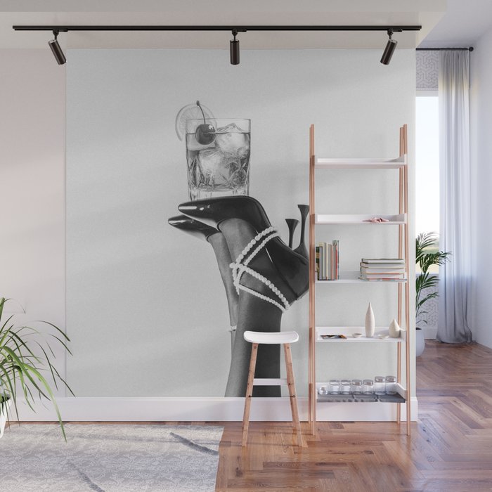 Fashionable Drink - Black And White Wall Mural Gallery Image 1