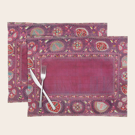 Shakhrisyabz Southwest Uzbekistan Suzani Embroidery Print Placemat Gallery Image 2