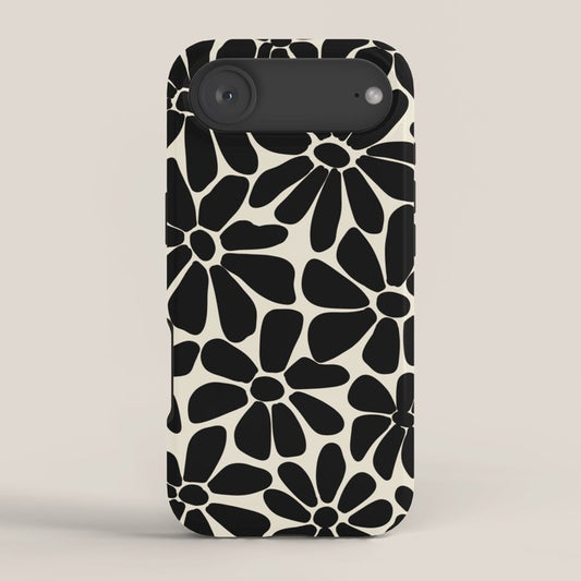 Black and White Retro Floral Art Print iPhone Case Gallery Image 2