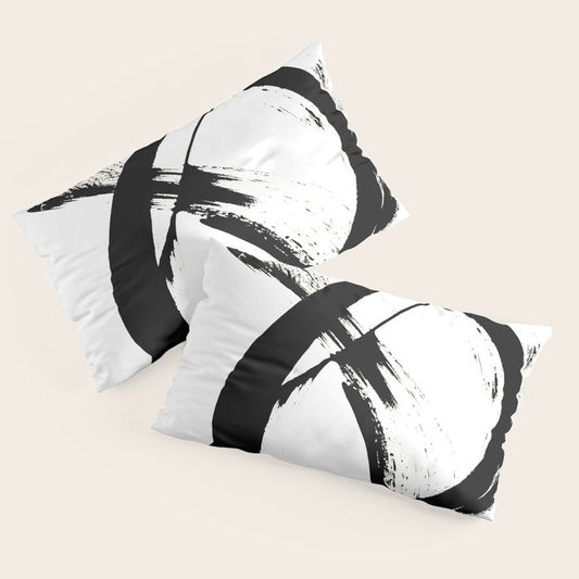 Brushstroke 7: a minimal, abstract, black and white piece Pillow Sham Gallery Image 2
