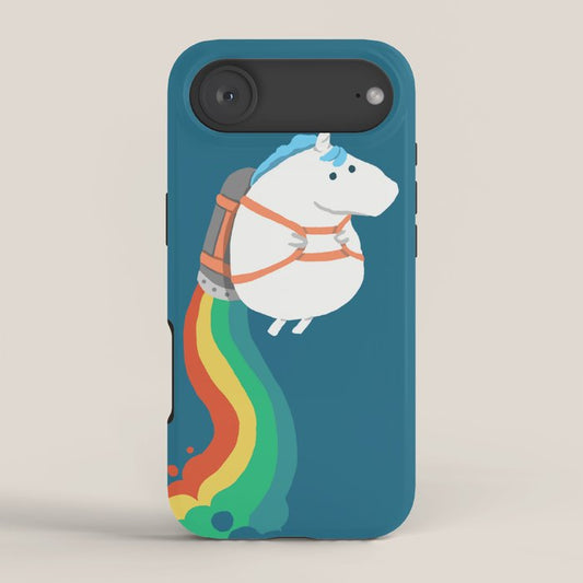 Fat Unicorn on Rainbow Jetpack iPhone Case Gallery Image 2