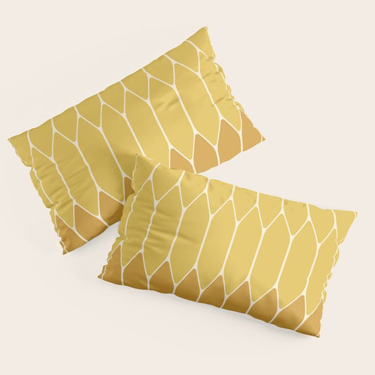 Minimalist Geometric Long Honeycomb Two-Toned Pattern in Light and Dark Mustard Pillow Sham Gallery Image 2