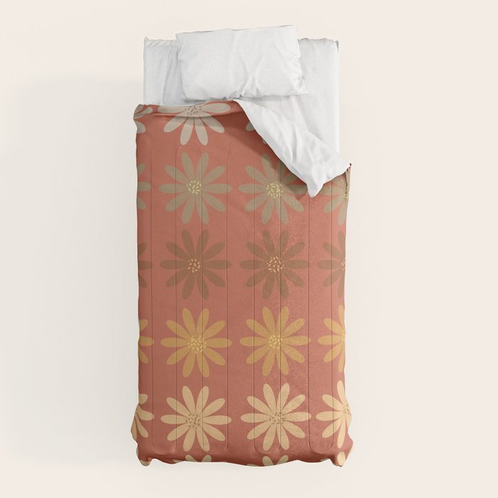 Ombre Abstract Daisies on Mandarin Orange Comforter Gallery Image 10