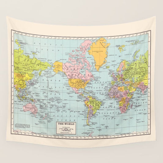 World Map Wall Tapestry Gallery Image 2