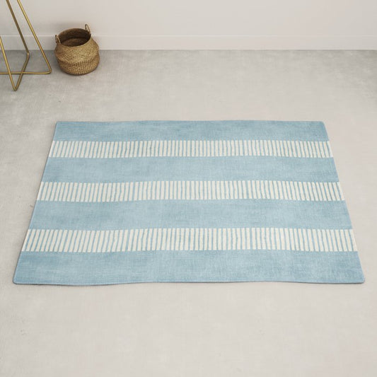Modern Minimalist Light Blue Lines Hand Drawn Simple Art Rug Gallery Image 2