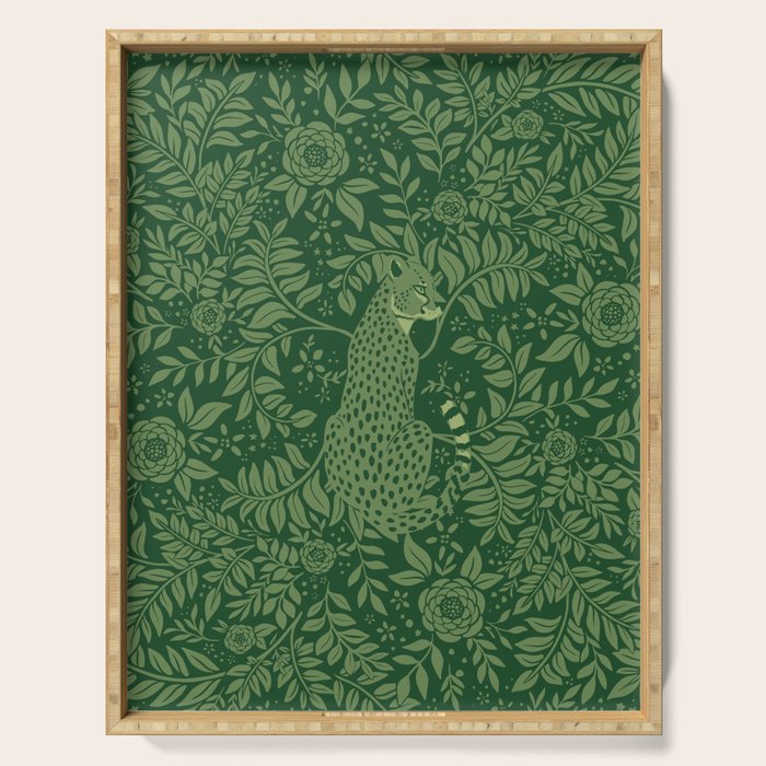 Spring Cheetah Pattern - Forest Green Serving Tray Gallery Image 1