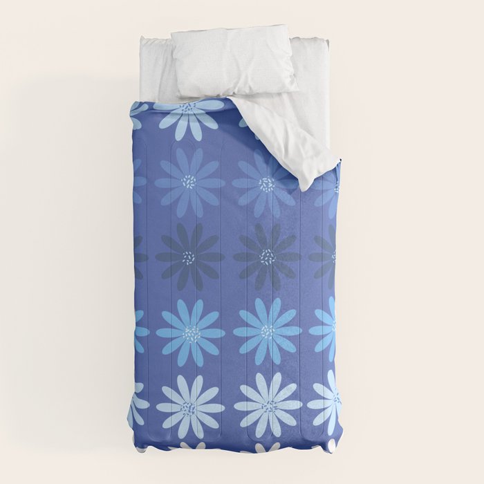 Ombre Abstract Daisies on Cobalt Blue Comforter Gallery Image 10