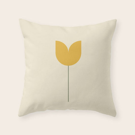Vintage Tulip Minimalism - Yellow Throw Pillow Gallery Image 2