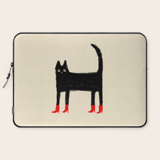 Black Cat in Red Boots Laptop Sleeve Gallery Image 2