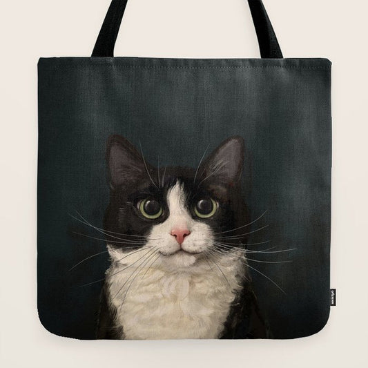 Tuxedo Cat Portrait Tote Bag Gallery Image 2