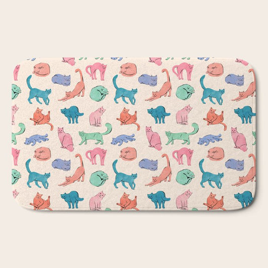 Pastel Cats Bath Mat Gallery Image 2