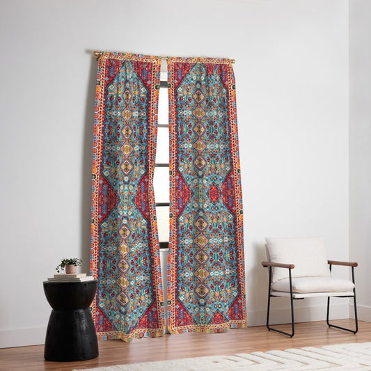 Colorful Kaleidoscope: Vintage Bohemian Moroccan Art Window Curtain Gallery Image 2