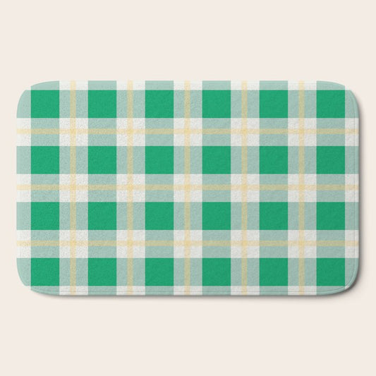 green vintage gingham Bath Mat Gallery Image 2