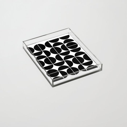 Mid Century Modern Geometric 04 Black Acrylic Tray Gallery Image 2