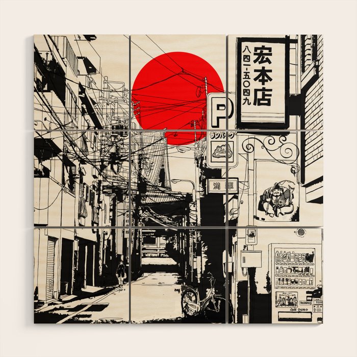 Tokyo street sunrise Wood Wall Art Gallery Image 3