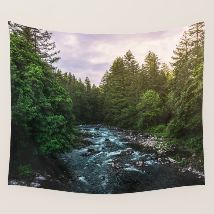 PNW River Run II - Pacific Northwest Nature Photography Wall Tapestry Gallery Image 3