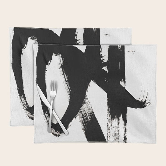 Brushstroke 2 - simple black and white Placemat Gallery Image 2