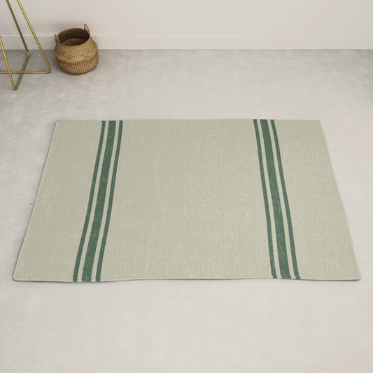 Vintage Country French Grainsack Green Stripes Linen Color Background Rug Gallery Image 2