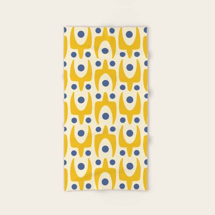 Mid Century Modern Abstract Pattern 641 Googie Yellow and Blue Towels Gallery Image 2