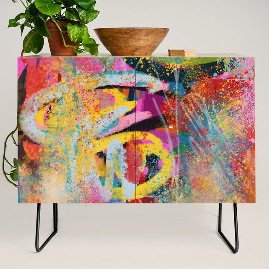 Chromatic Whispers Sprayed Abstract Dance of Color and Chaos Credenza Gallery Image 2