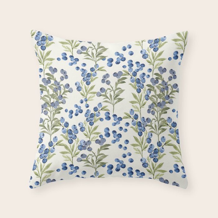âWild Blueberryâ - Botanical Pattern Throw Pillow Gallery Image 5