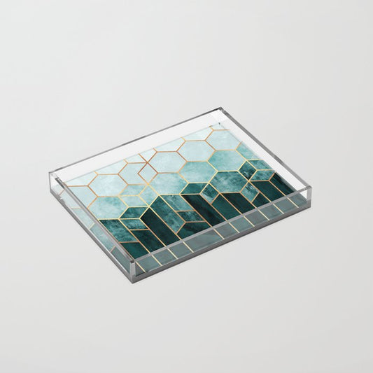 Teal Hexagons Acrylic Tray Gallery Image 2