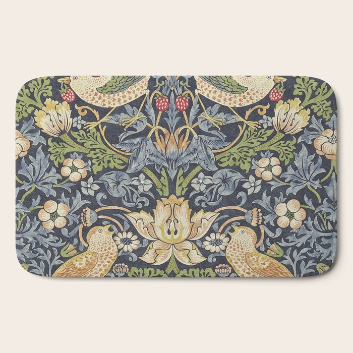 William Morris Vintage Strawberry Thief Blue Indigo Mineral Bath Mat Gallery Image 2