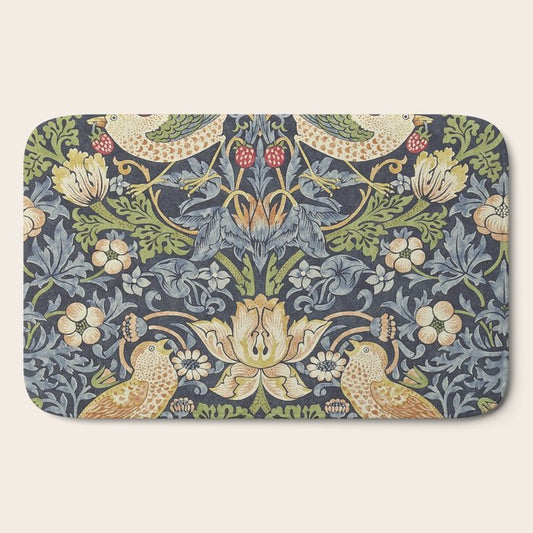 William Morris Vintage Strawberry Thief Blue Indigo Mineral Bath Mat Gallery Image 2