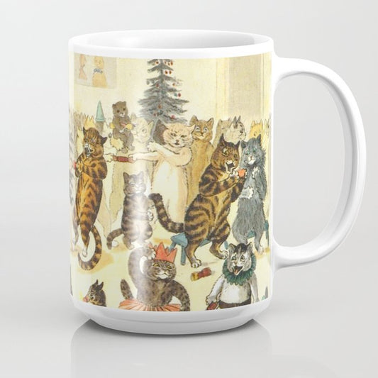 'Christmas Party Cats' by Louis Wain Vintage Cat Art Coffee Mug Gallery Image 2