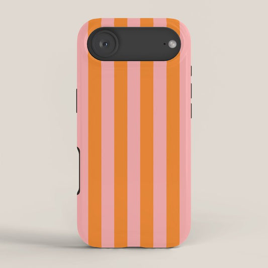 Bold Vertical Stripes Pattern (pink/orange) iPhone Case Gallery Image 2