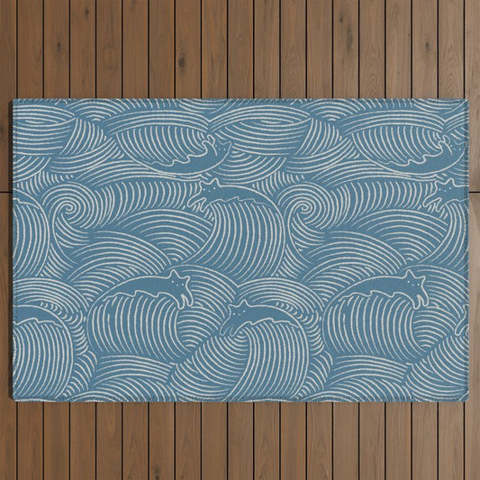 Cat Waves Pattern 2 Outdoor Rug Gallery Image 2