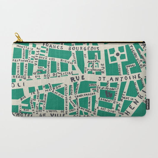 PARIS MAP GREEN Carry All Pouch Gallery Image 2