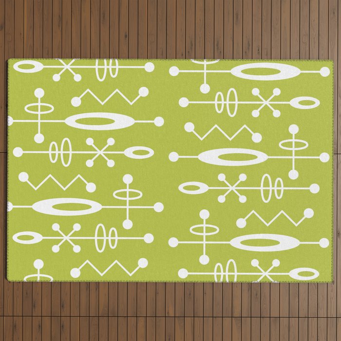 Mid Century Modern Radioactive Surfer 251 Chartreuse Outdoor Rug Gallery Image 4