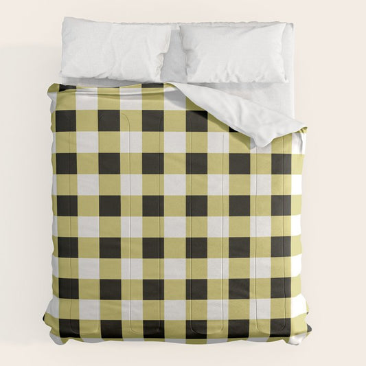Gingham Large Yellow Black White Comforter Gallery Image 2