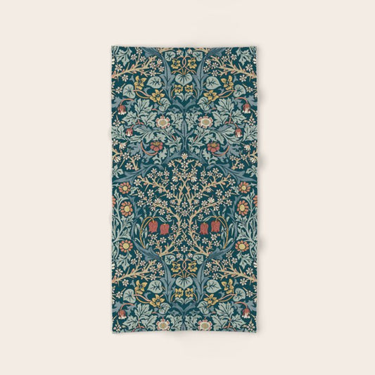 William Morris Vintage Blackthorn Indigo Blue 1892 Bath Towel Gallery Image 2