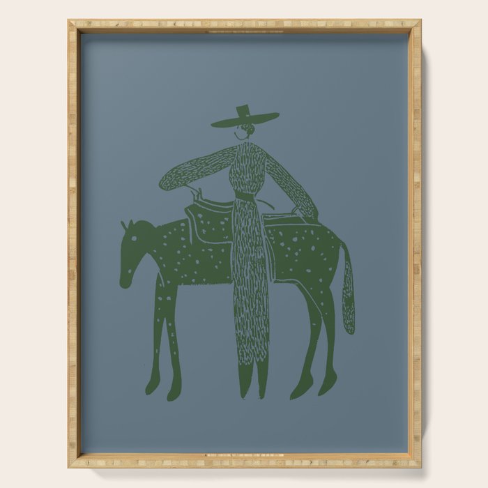 Solo Steady Seamoss â Cowgirl Art with Earthy Tones Serving Tray Gallery Image 1