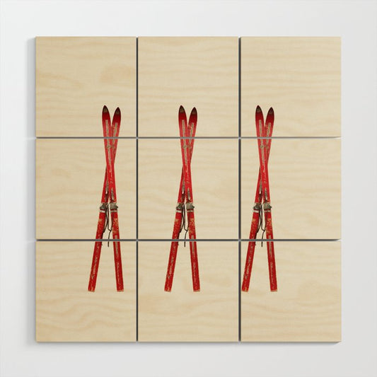 Vintage Skis Wood Wall Art Gallery Image 2