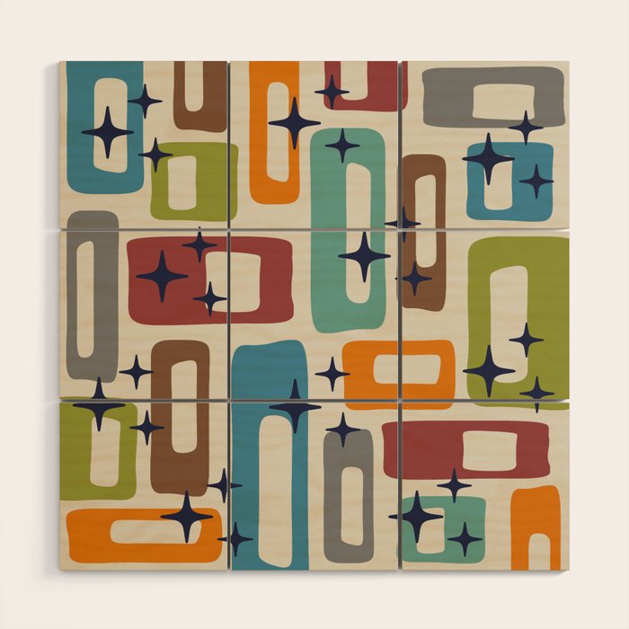 Retro Mid Century Modern Abstract Pattern 224 Atomic Googie Wood Wall Art Gallery Image 3