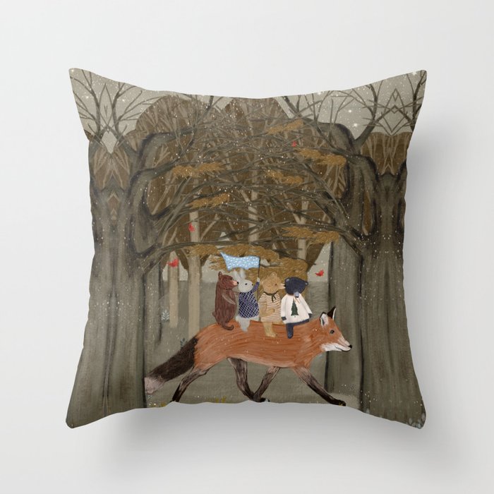 the amber fox Throw Pillow Gallery Image 5