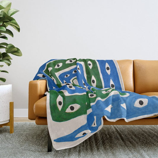 The Good Eye Snake Green/Blue Throw Blanket Gallery Image 2