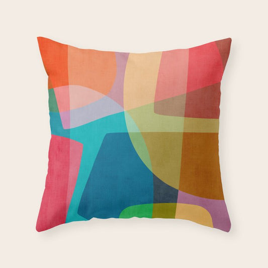 Colorful Modern Abstract Vibrant Colors Throw Pillow Gallery Image 2