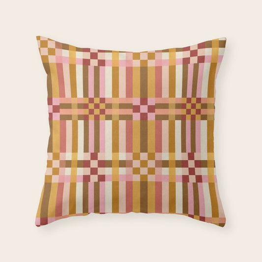 Woven Checks and Stripes - Harvest Gold Throw Pillow Gallery Image 2