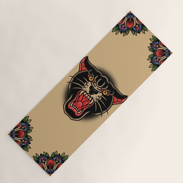 Traditional Tattoo Panther Yoga Mat Gallery Image 1