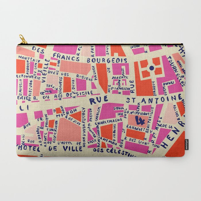 paris map pink Carry All Pouch Gallery Image 3