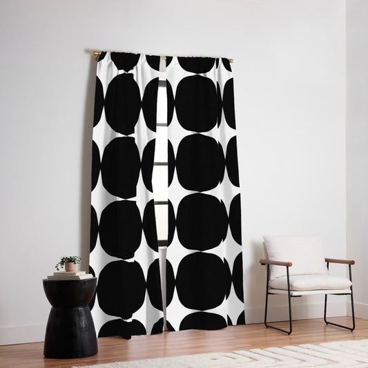 Retro '50s Shapes in Black and White Window Curtain Gallery Image 2