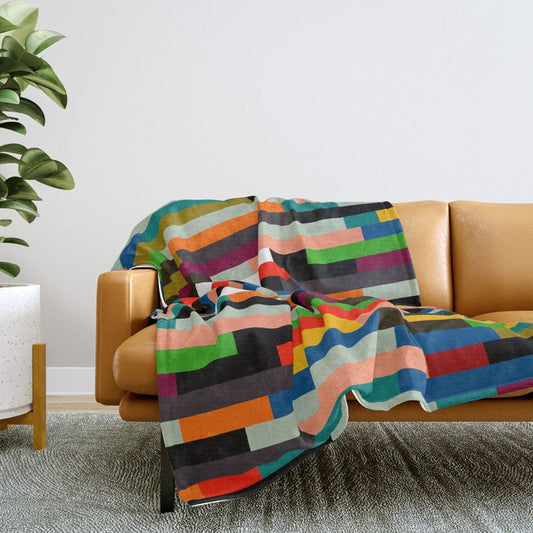 mid century stripes geometry retro Throw Blanket Gallery Image 2