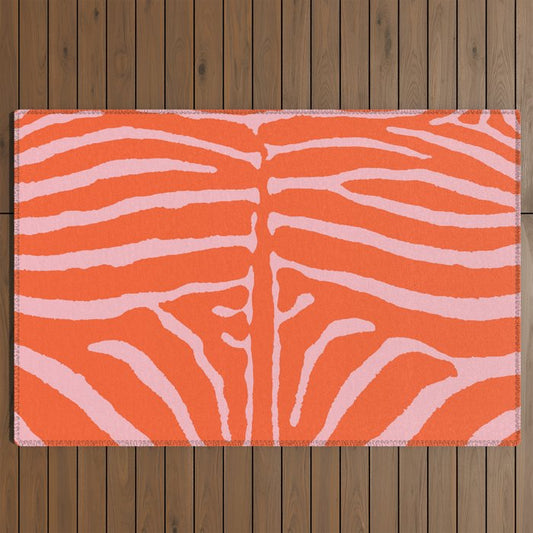 Zebra Orange and Pink 241 Outdoor Rug Gallery Image 2