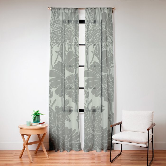 Floral Prints, Dark Green, Colour Prints Window Curtain Gallery Image 24